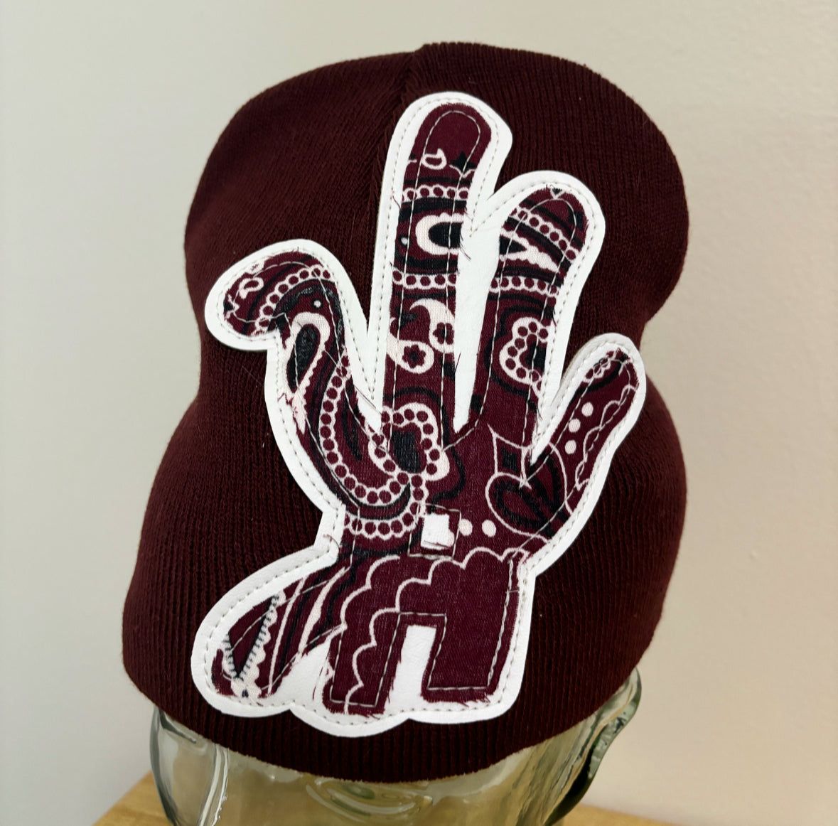 maroon paisley beanie