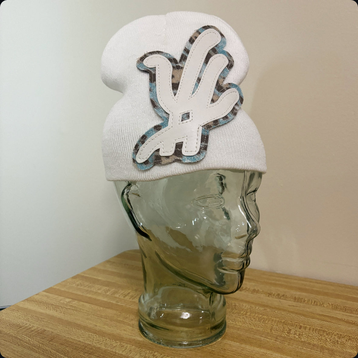 blue germ (white) beanie