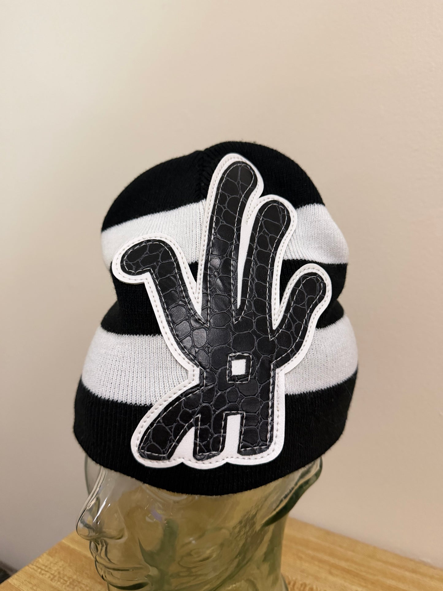 black striped python beanie