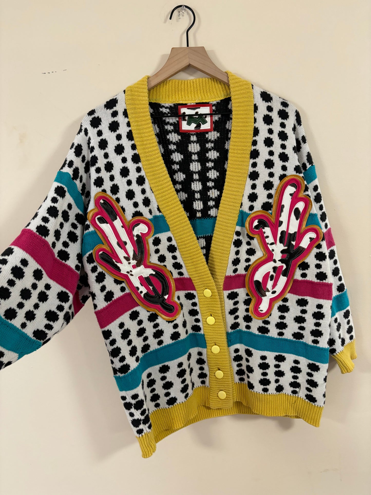 multi color cow print cardigan (medium)