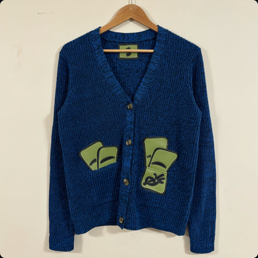 pockets full blue cardigan (small)