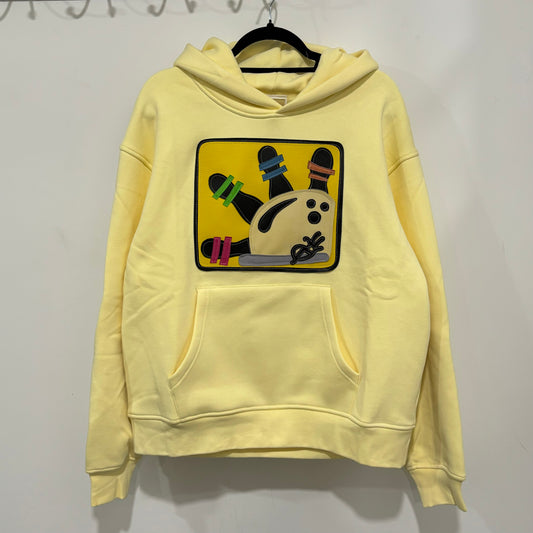 yellow black boUwling pullover hoodie