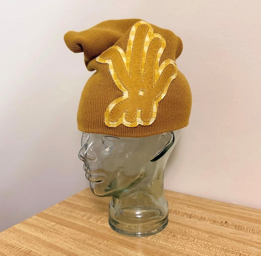 [slouchy] mustard plaid beanie