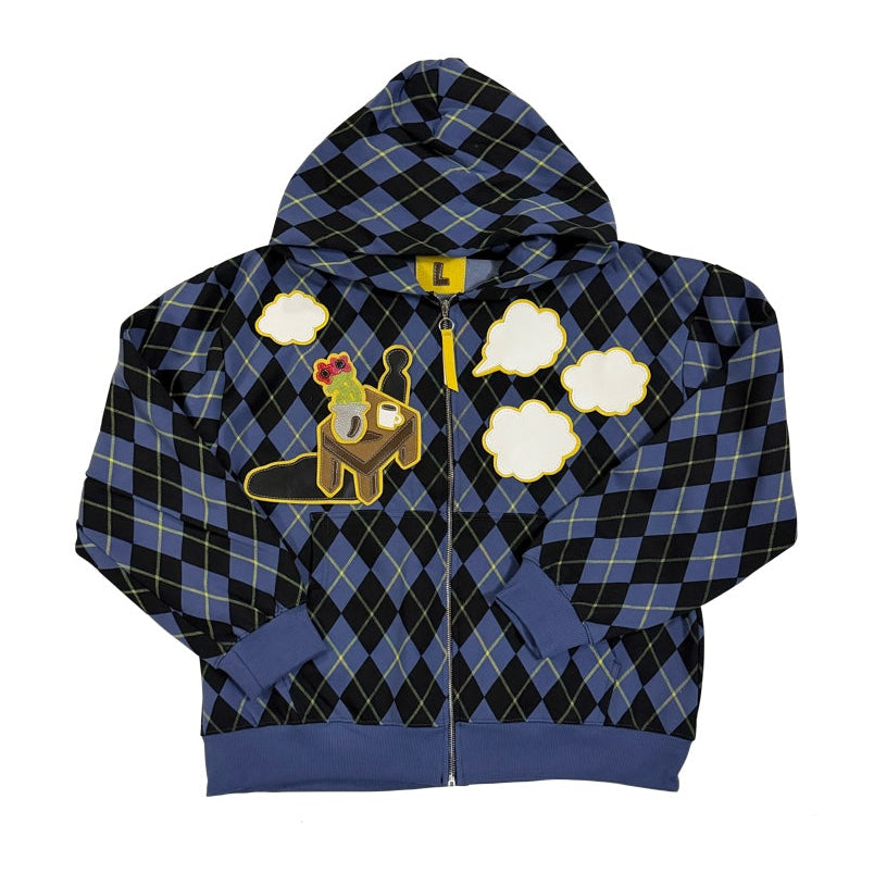 thinking jacquard full zip hoodie