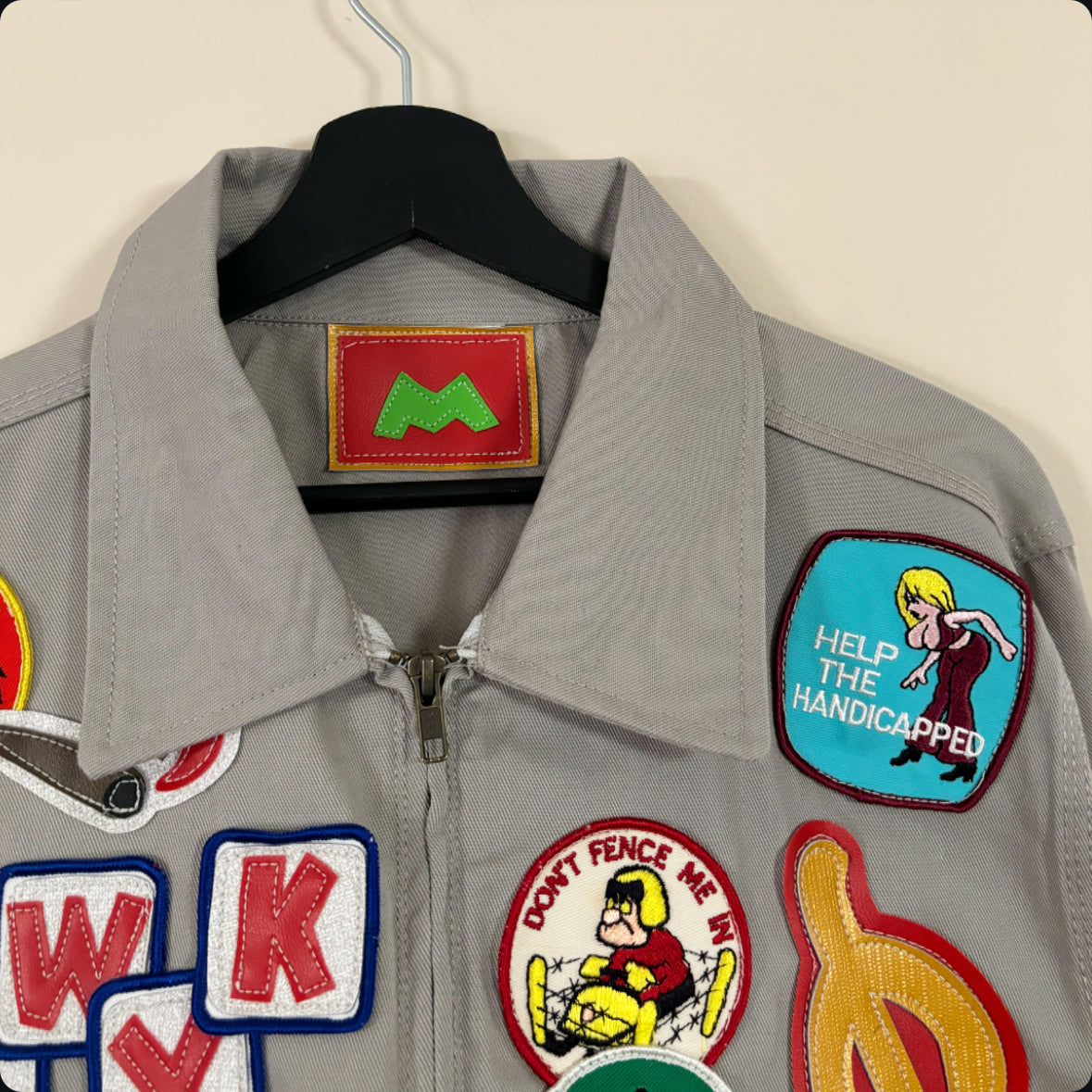 nOnSeNsE patched up silver work jacket (medium)