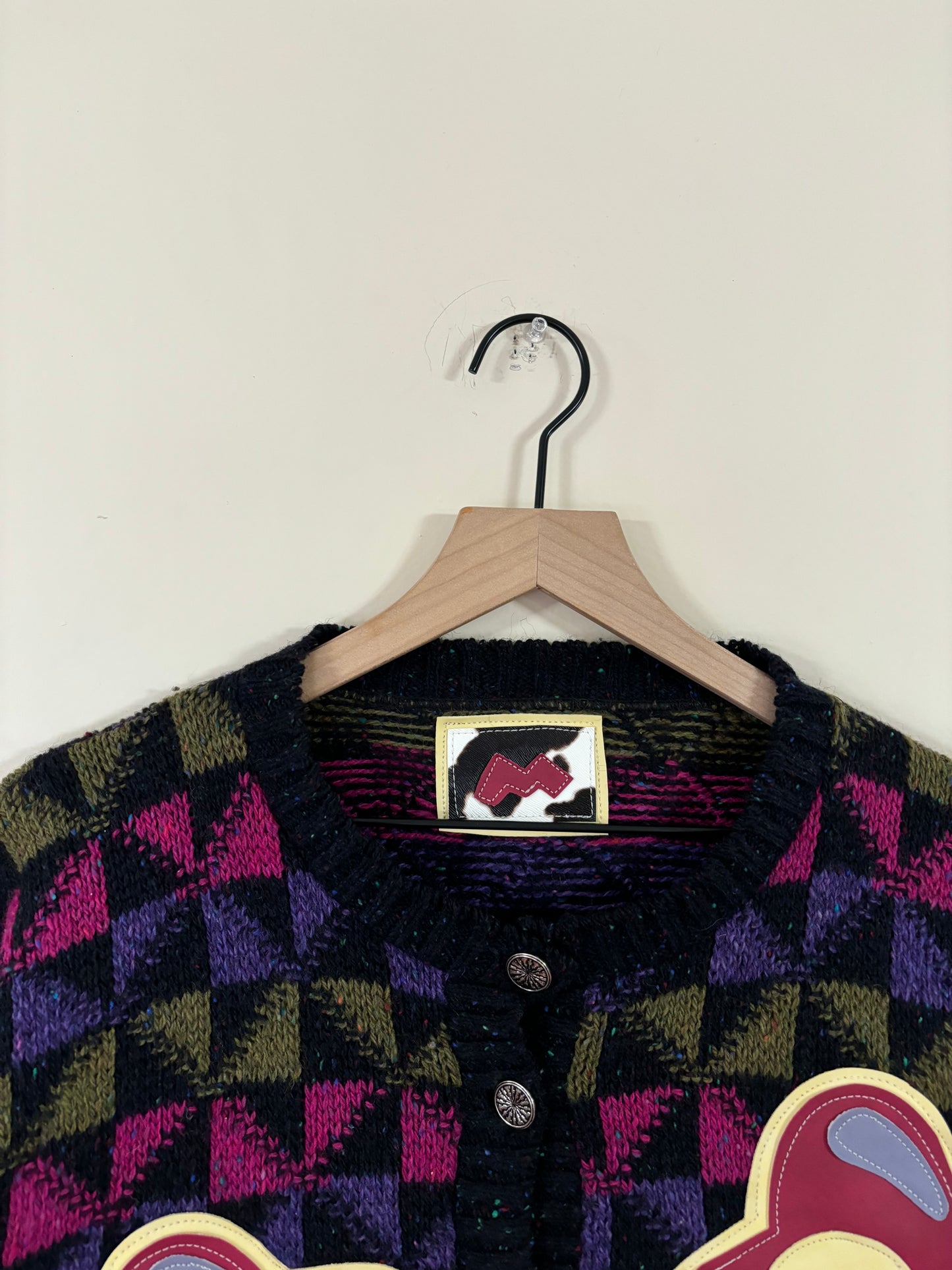 abstract burgundy floUwer cardigan (medium)