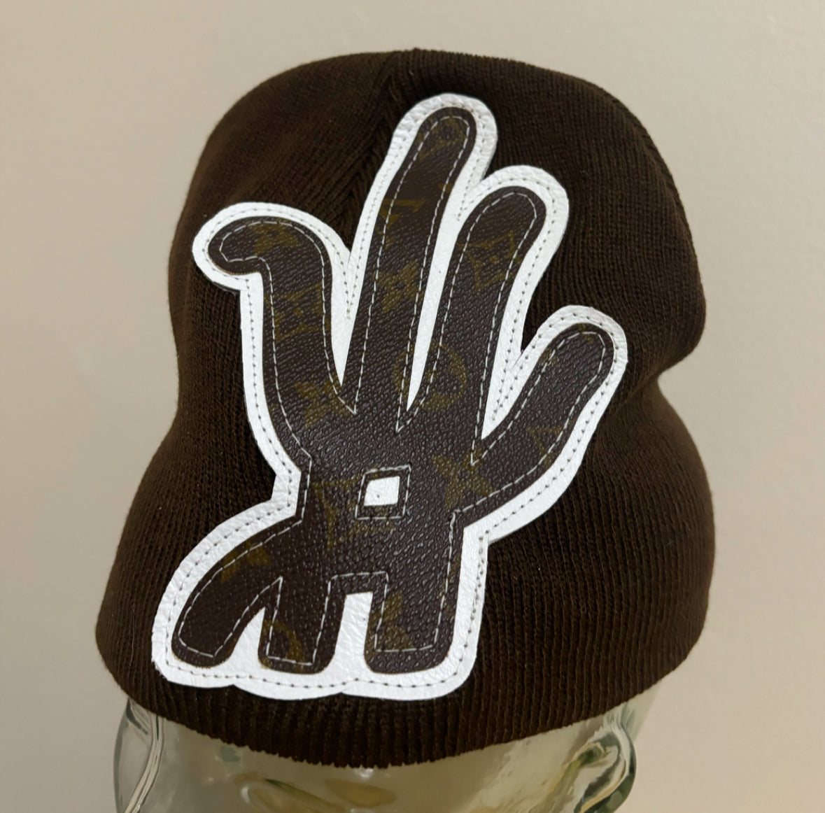 real LV + brown leather bean!e