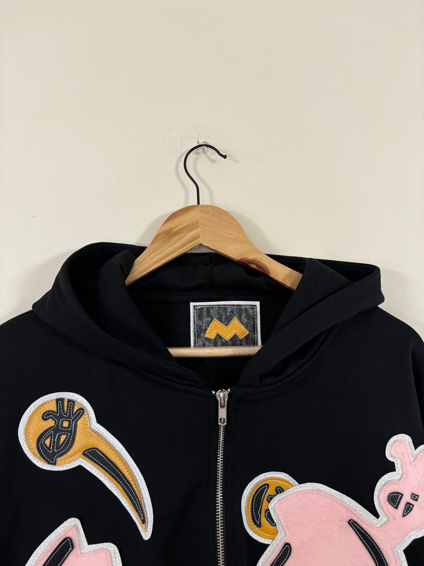 “cops & robbers” black cropped full zip hoodie