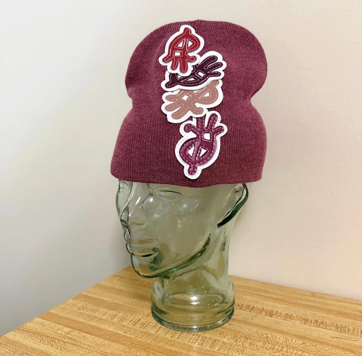 maroon stacK beanie