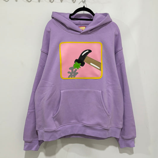 purple hammer + nail pullover hoodie