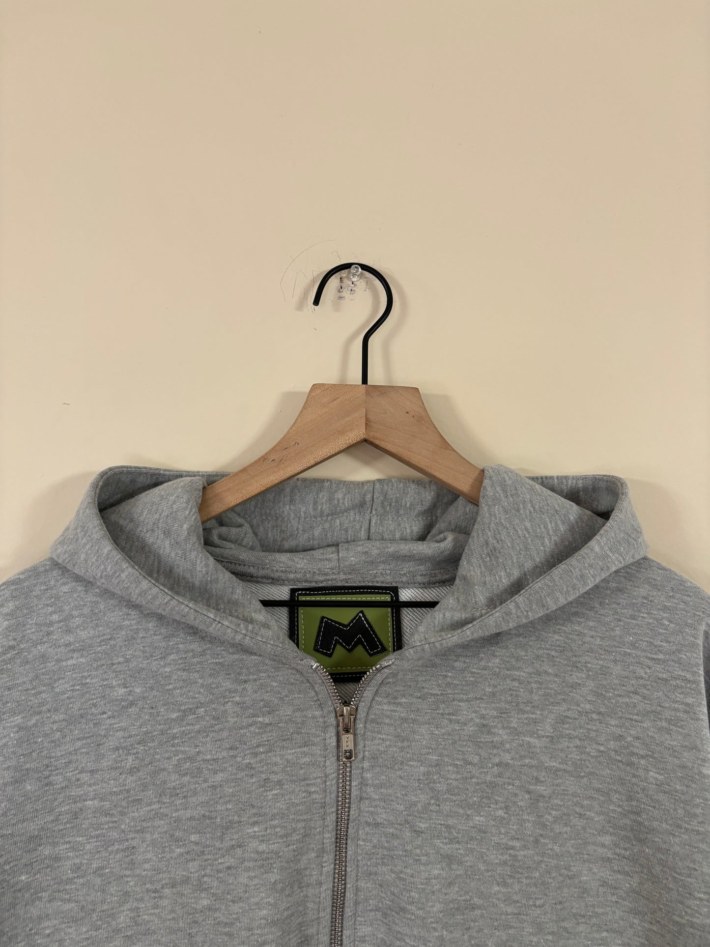 “pockets full” grey cropped full zip hoodie