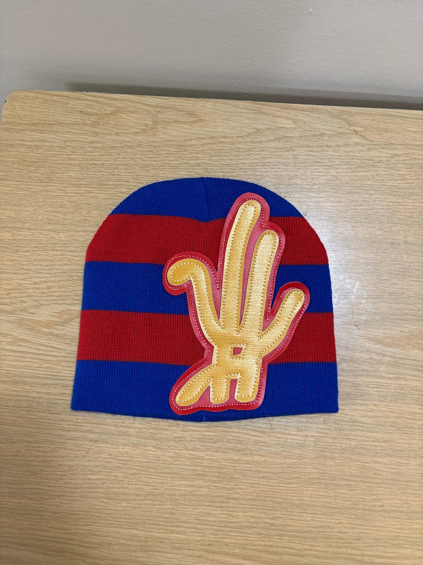 primary color striped beanie