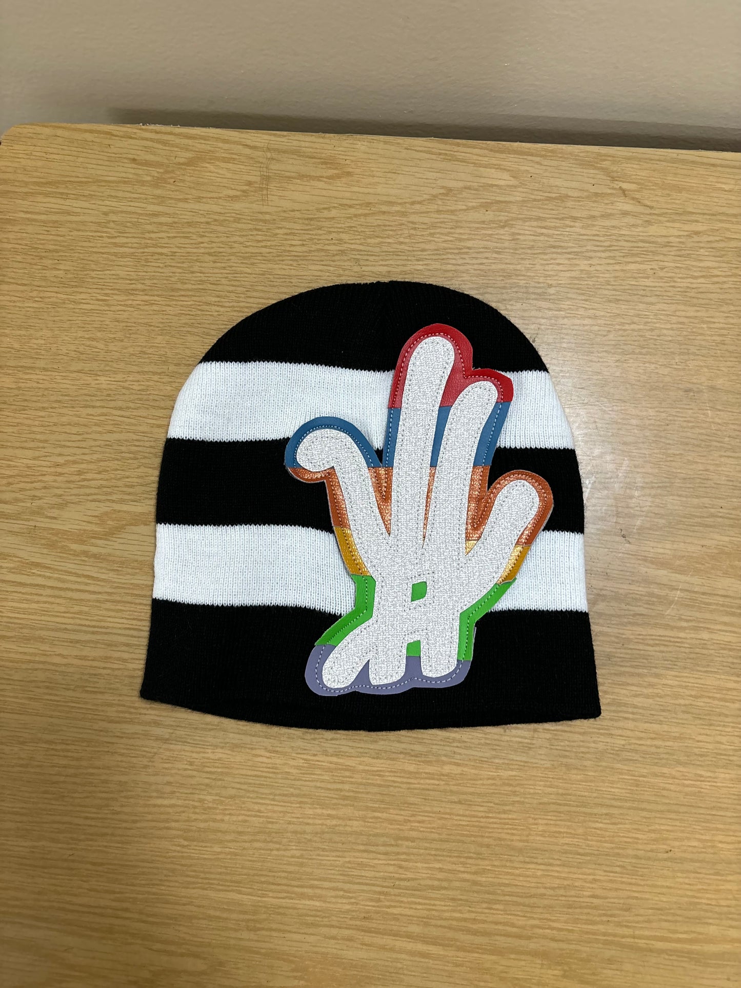 multicolor striped beanie