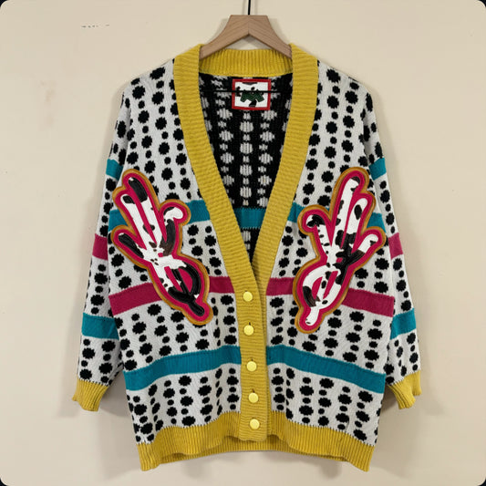 multi color cow print cardigan (medium)