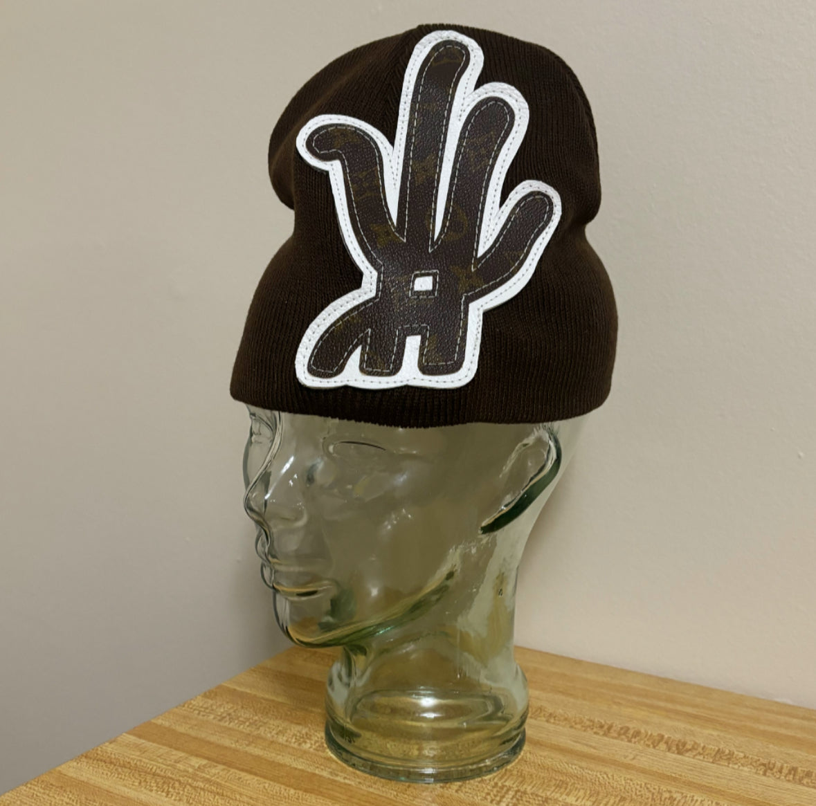 real LV + brown leather bean!e