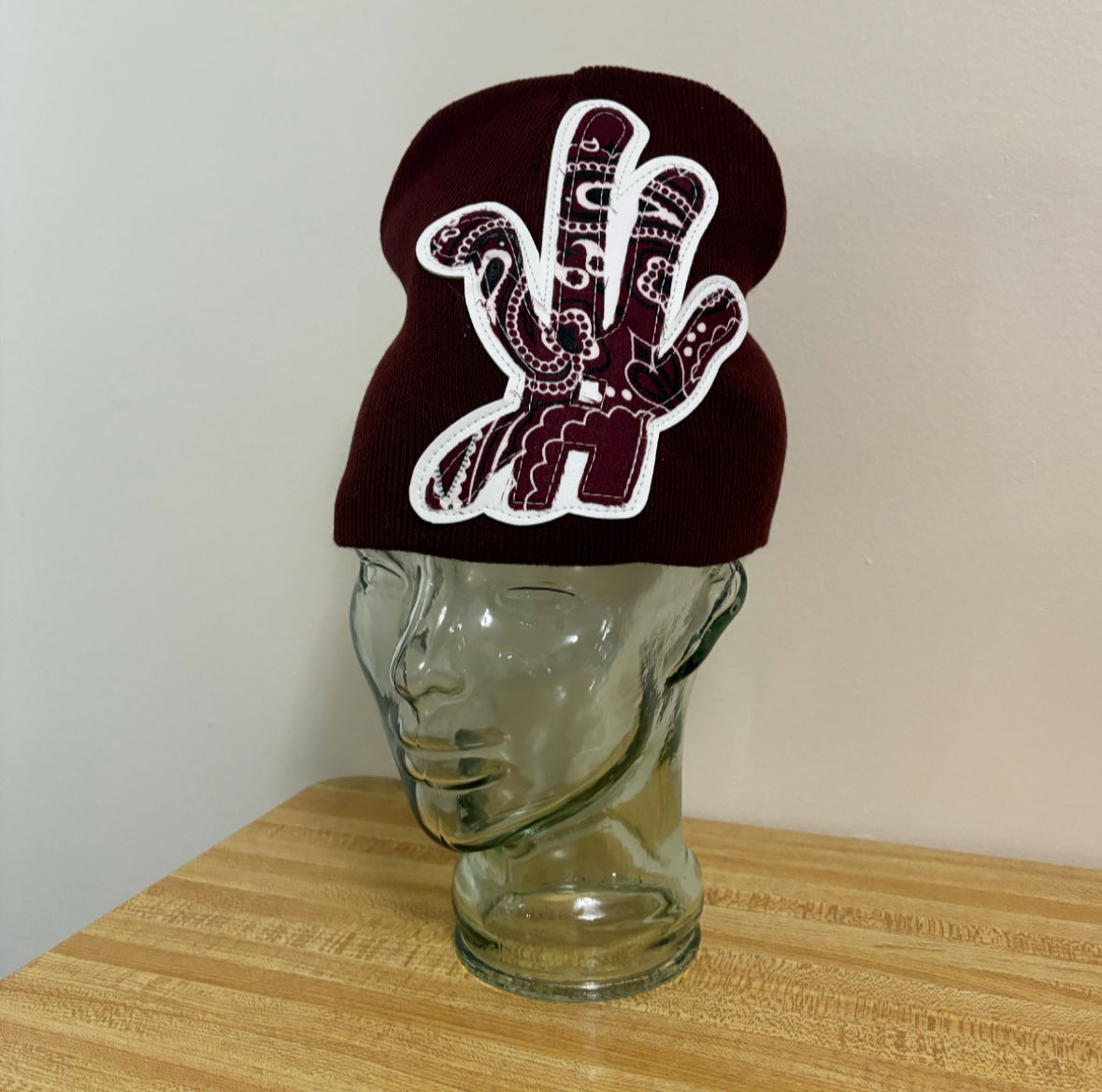 maroon paisley beanie