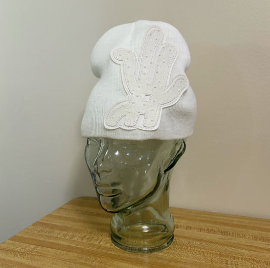white ostrich beanie