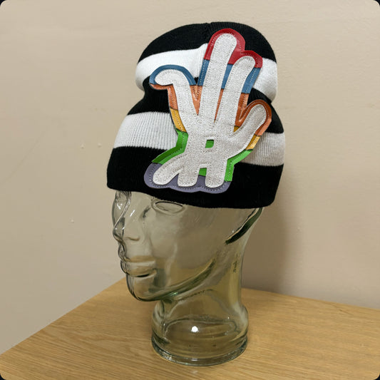 multicolor striped beanie