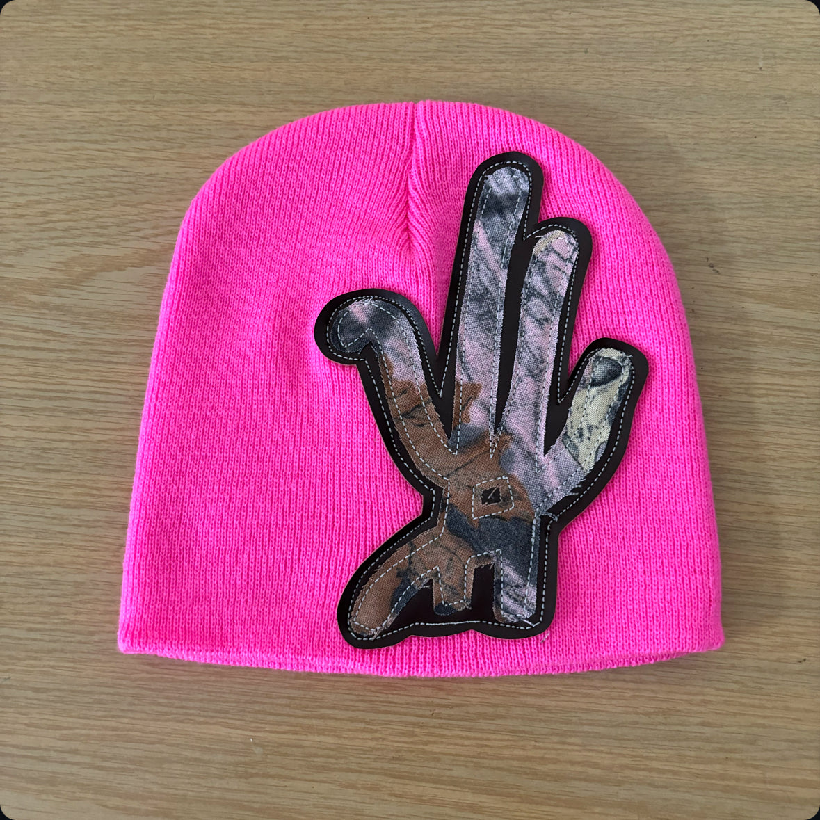 pink tree camo beanie