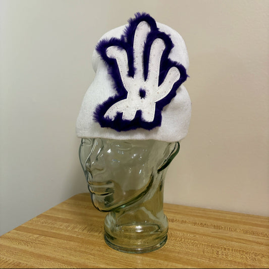 purple ostrich beanie