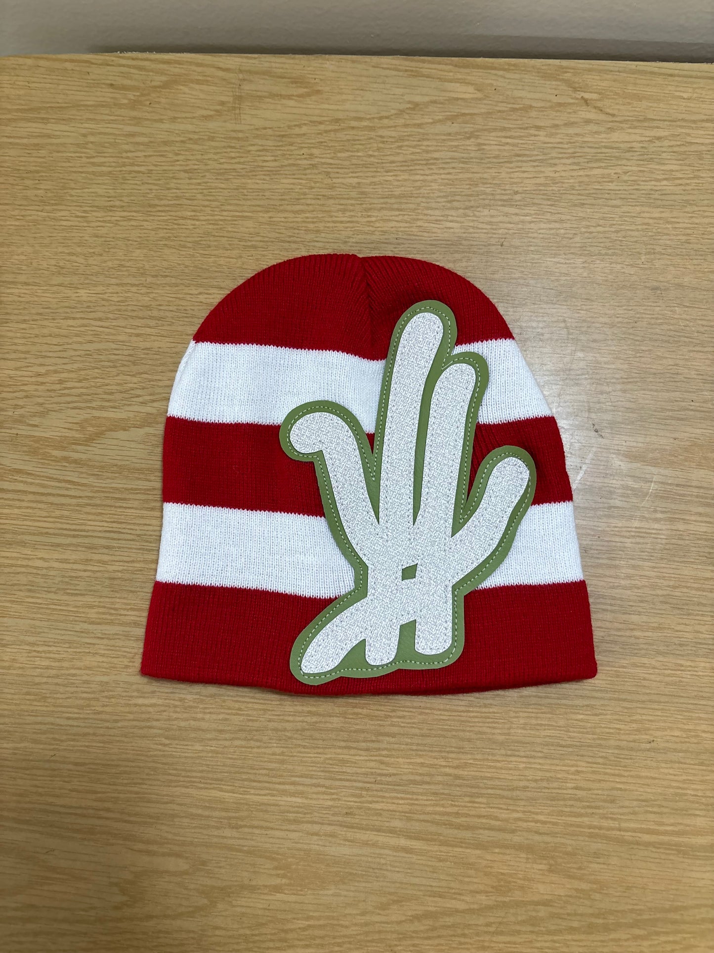 slime red striped beanie