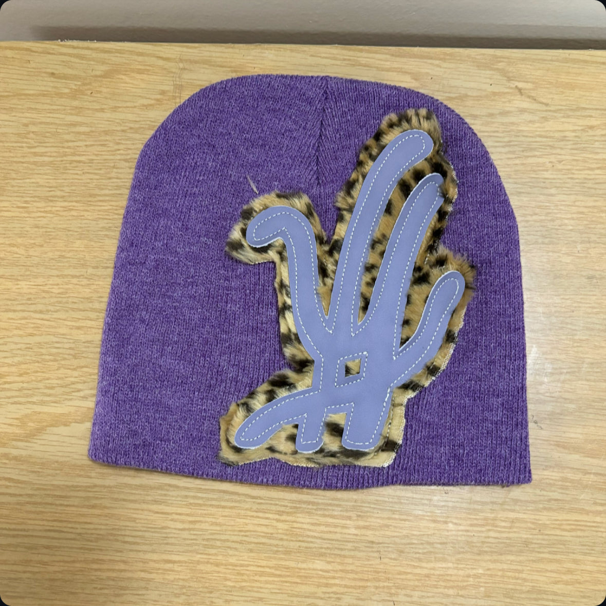 purple fur beanie