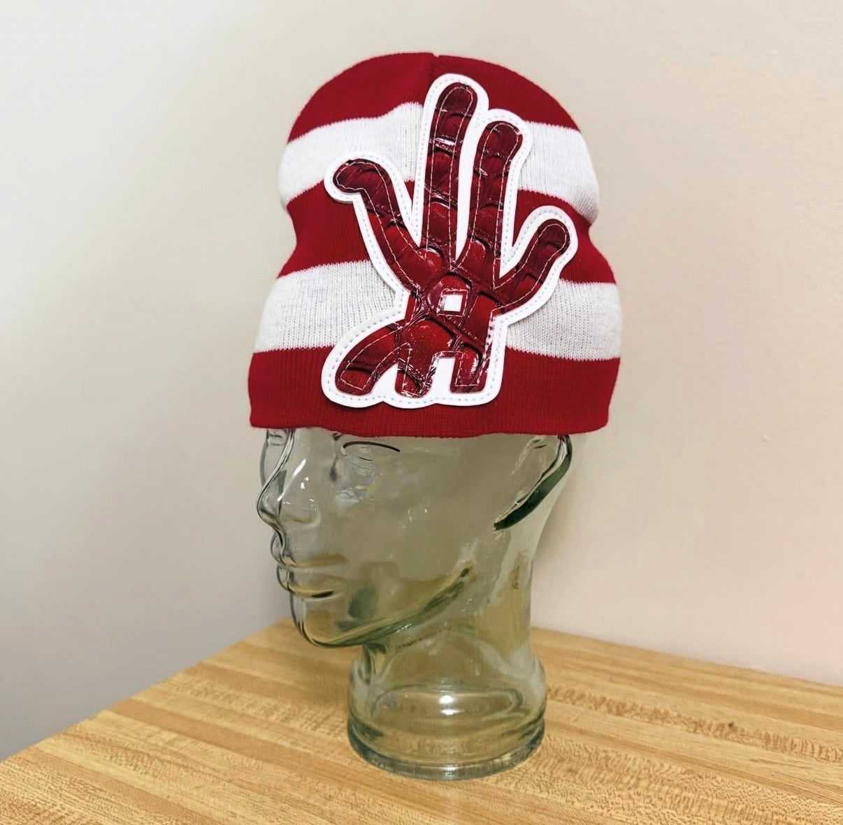 red striped python beanie