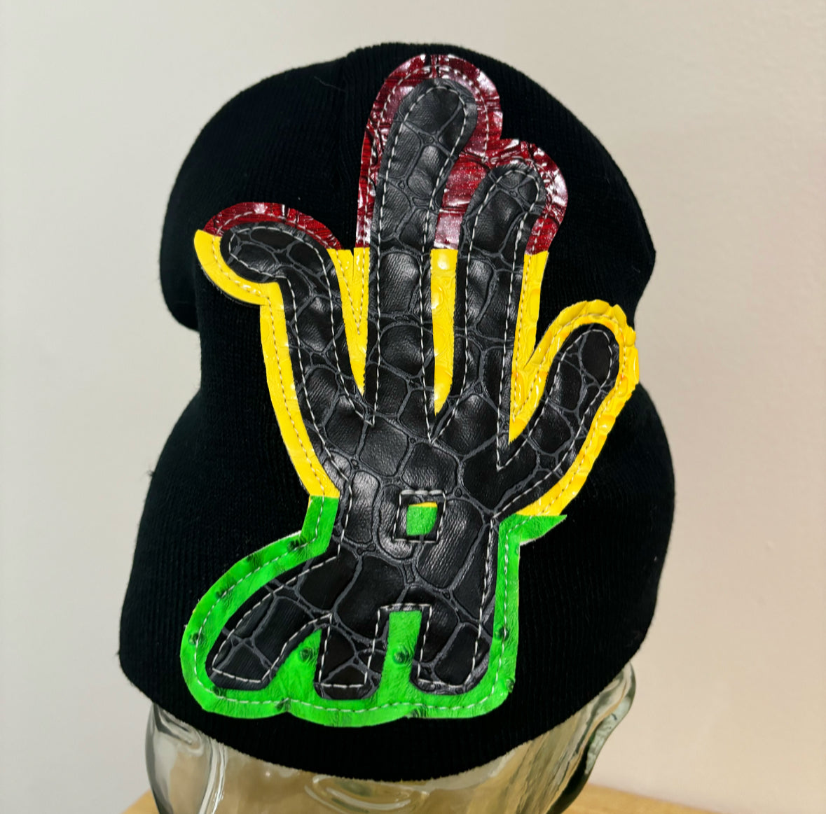 black scale rasta beanie